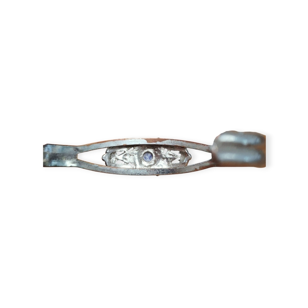 Vintage Silver Open Cuff Bracelet w/Blue Gemstone - Picture 5 of 5